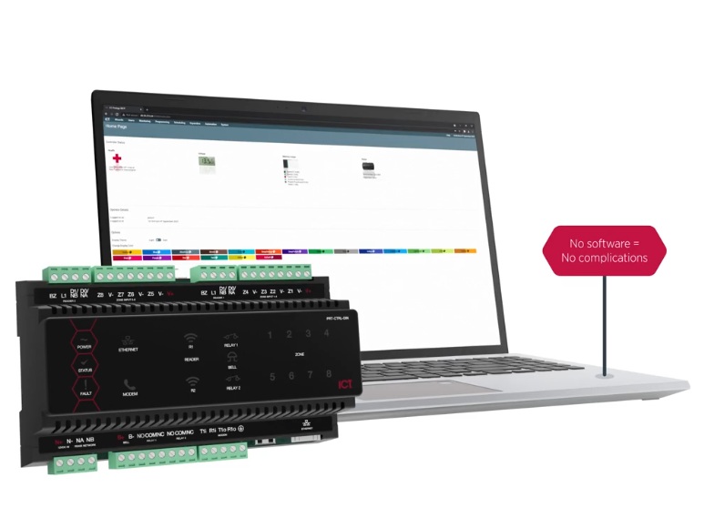ICT Protege GX — grafisk brukergrensesnitt med plantegninger og hendelseslogg