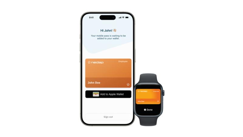 Mobilt adgangsbevis i Apple Wallet mot Nedap-leser